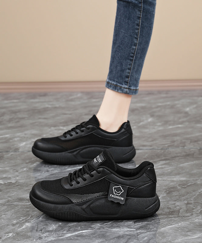 Black Platform Breathable Mesh Stylish Splicing Flat Feet Shoes