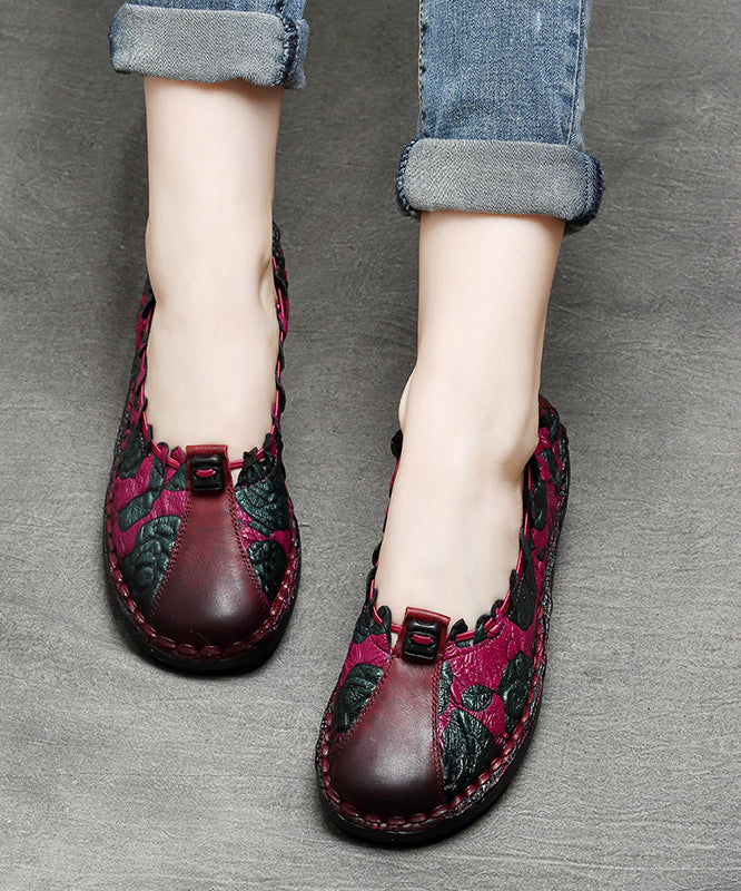 Chocolate Splicing Embossed Flat Feet Shoes For Women