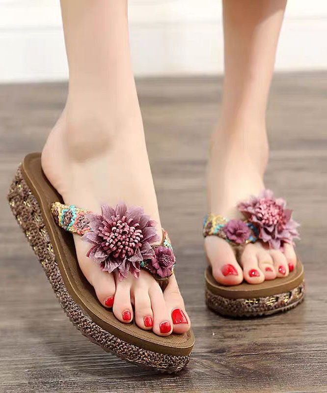 Coffee Floral Holiday Thong Sandals