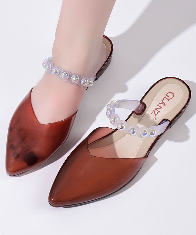 Purple Nail Bead Splicing Slide Sandals Pointed Toe