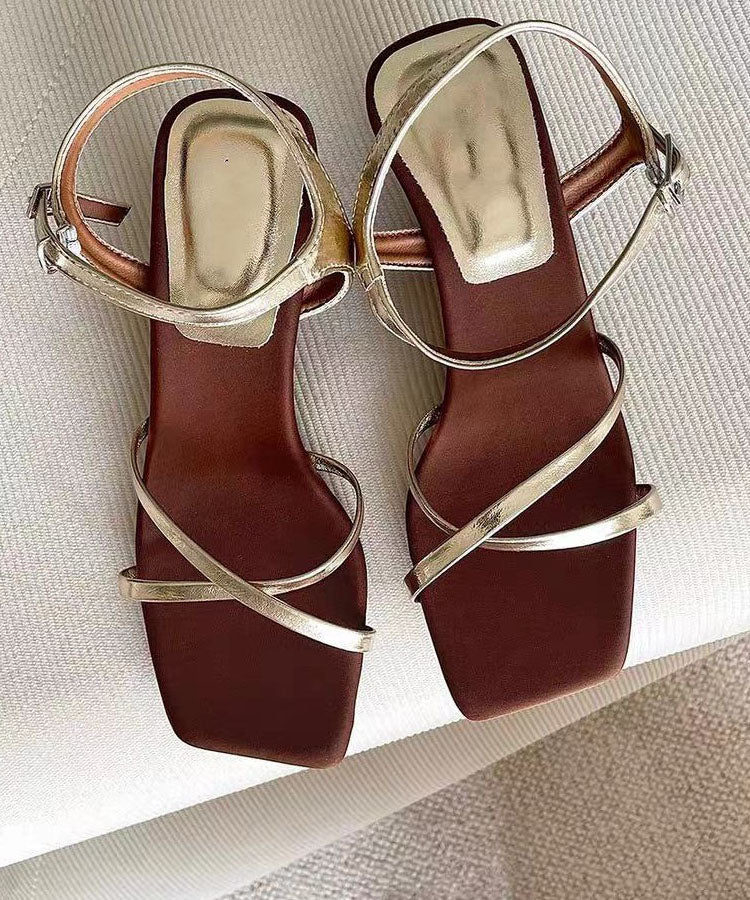 Stylish Beige Splicing Cowhide Leather Wedge Sandals Peep Toe