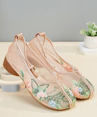 Comfy Green Breathable Mesh Flat Shoes Embroidered