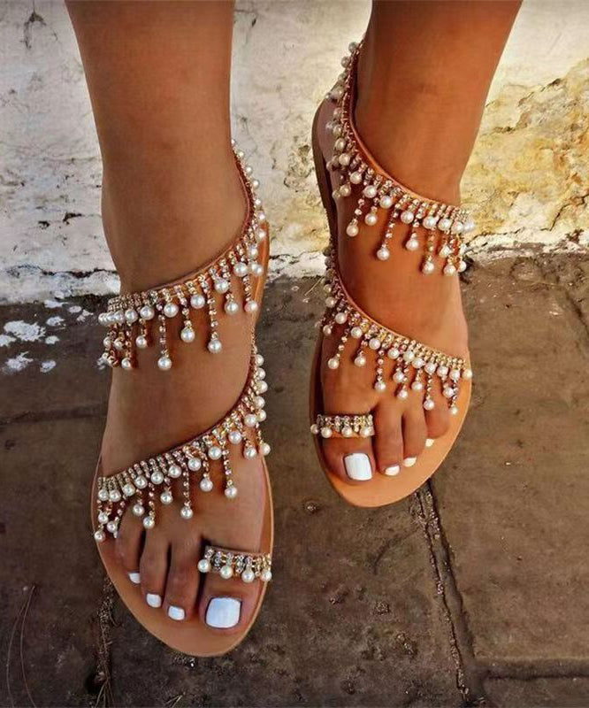 Summer Roman Handmade Beaded Flat Sandals