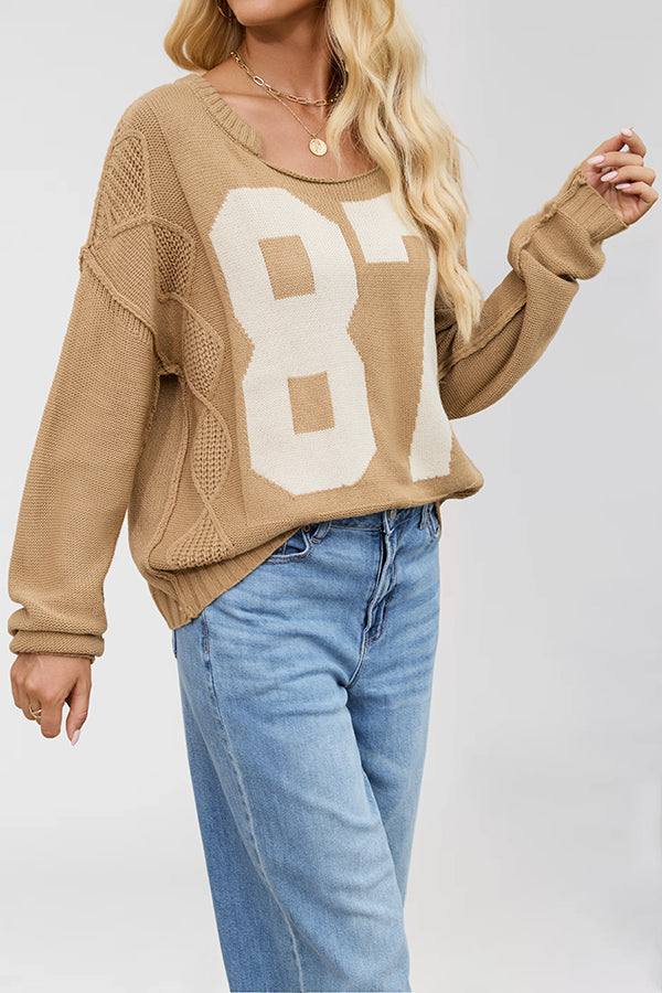 Digital Jacquard Loose Long-sleeved Knit Sweater