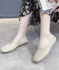 Yellow Knit Cotton Fabric Flat Feet Shoes For Women