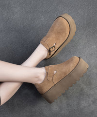 Original Design Khaki Splicing Suede Platform Shoes