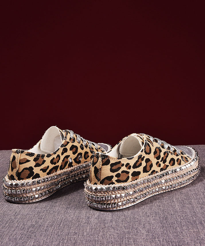 Boho Leopard Print Splicing Flat Shoes For Cotton Fabric
