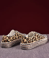 Boho Leopard Print Splicing Flat Shoes For Cotton Fabric