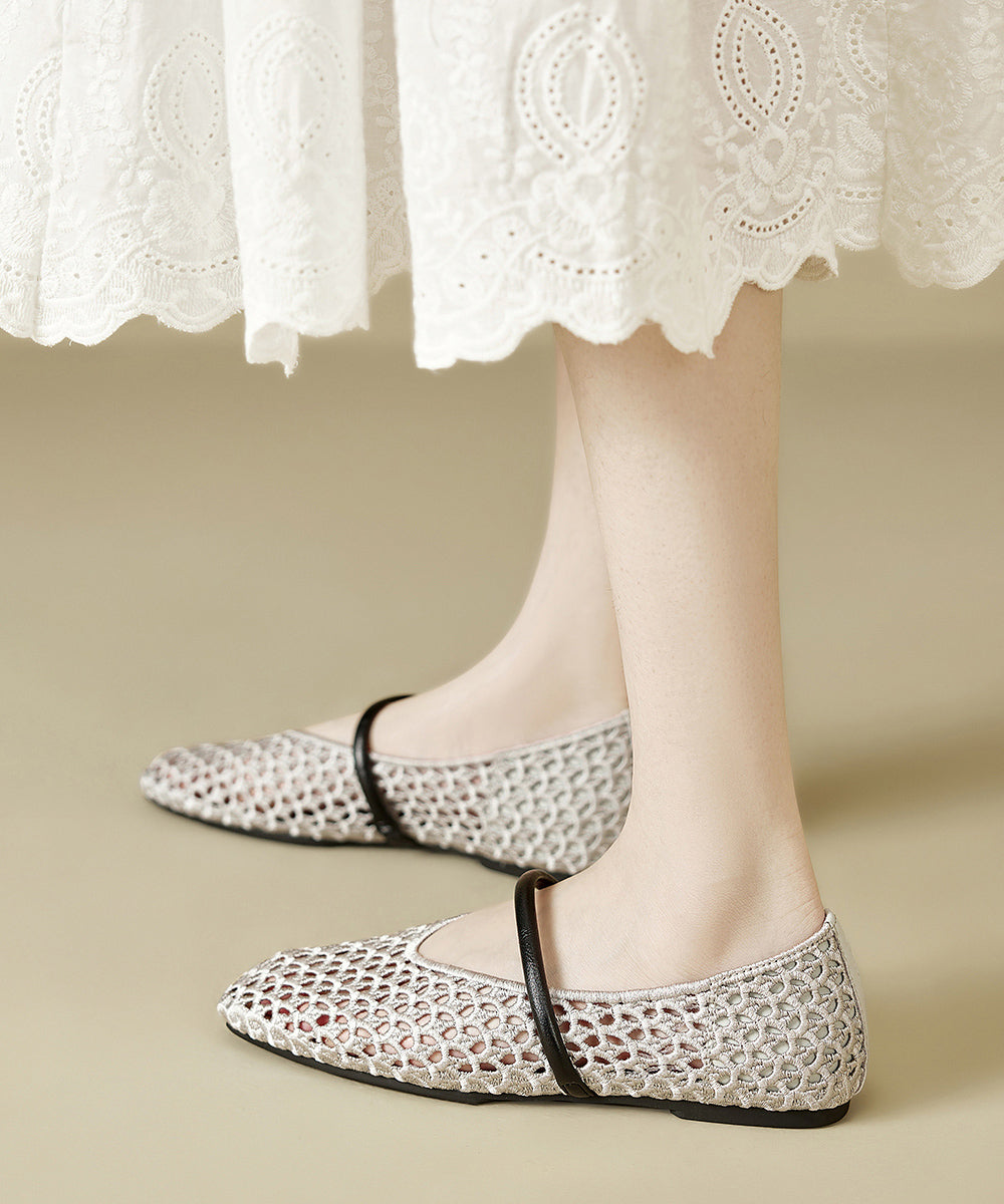 Gold Flat Bottomed Mesh Sandals