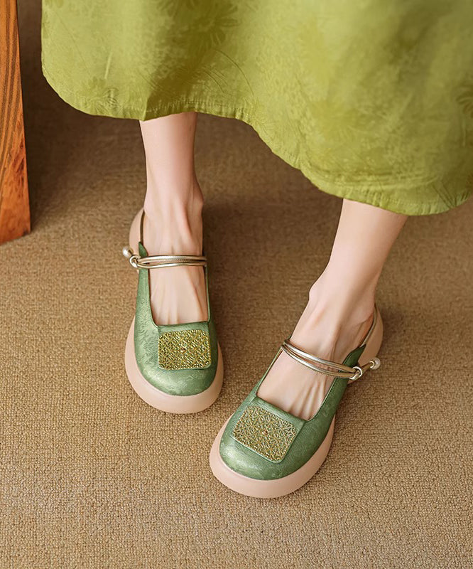 Apricot Chunky Heel Faux Leather Splicing New Slide Sandals