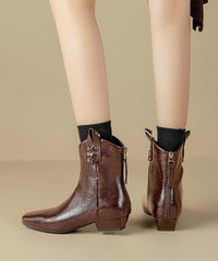Black Chunky Faux Leather Chic Splicing Boots