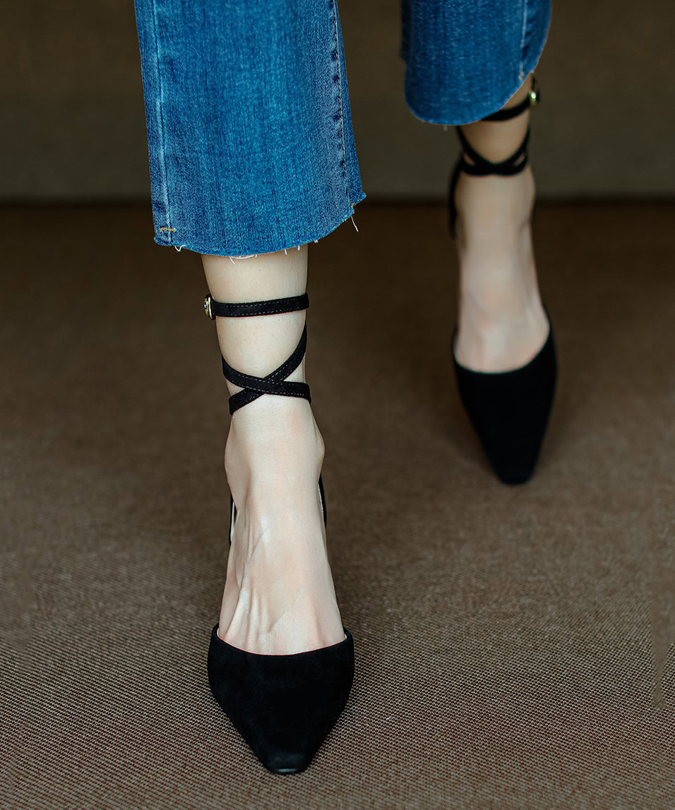 Sexy Leopard Lace Up High Heel Suede Sandals