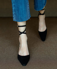 Sexy Leopard Lace Up High Heel Suede Sandals