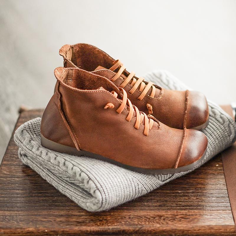 Round Toe Leather Casual Shoes