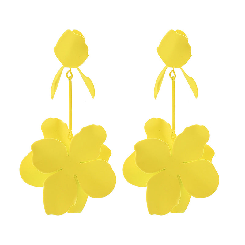Dopamine Flower Retro Metal Stud Earrings