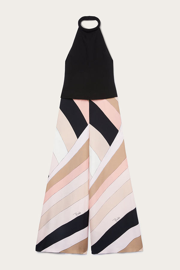 Unique Printed Backless Casual Wide Leg Jumpsuit