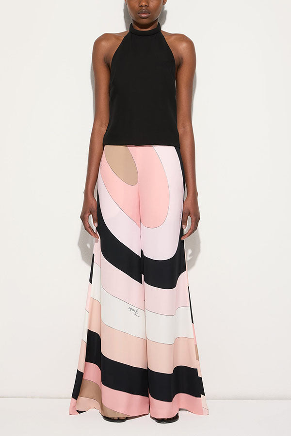 Unique Printed Backless Casual Wide Leg Jumpsuit
