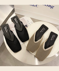 Black Hollow Out Breathable Mesh Slide Sandals