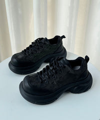 Casual Yellow Lace Up Suede Splicing Platform Flat Shoes