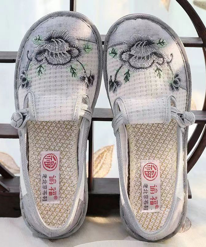 Embroidered Flat Feet Shoes Red Breathable Mesh