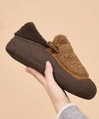 Casual Yellow Cotton Fabric Splicing Platform Warm Flats Shoes