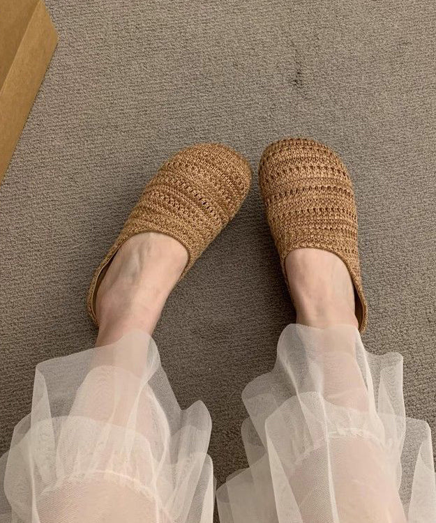 Beige Comfortable Breathable Mesh Splicing Slide Sandals