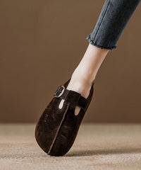 Splicing Platform Flat Shoes Red Suede Fuzzy Wool Lined