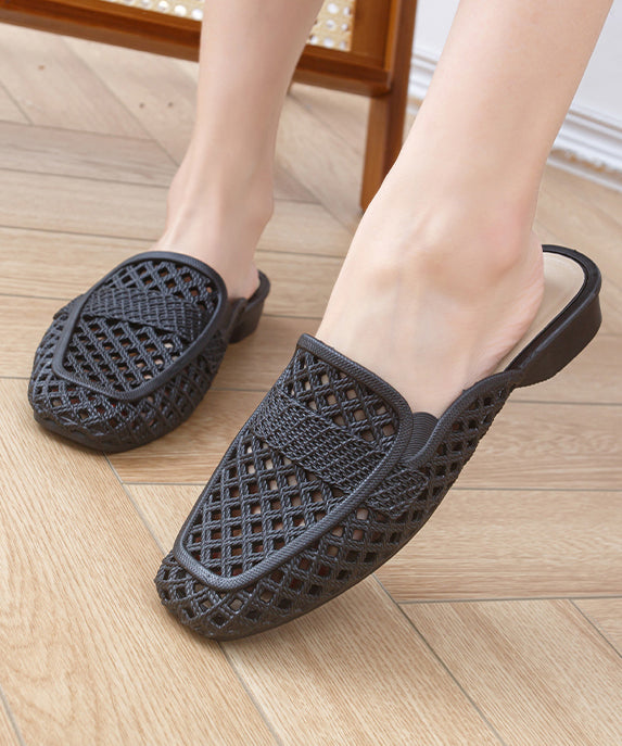 Apricot Hollow Out Breathable Soft Slide Sandals