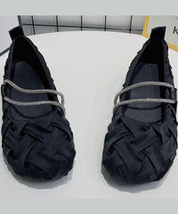 Black Wrinkled Comfy Flat Shoes