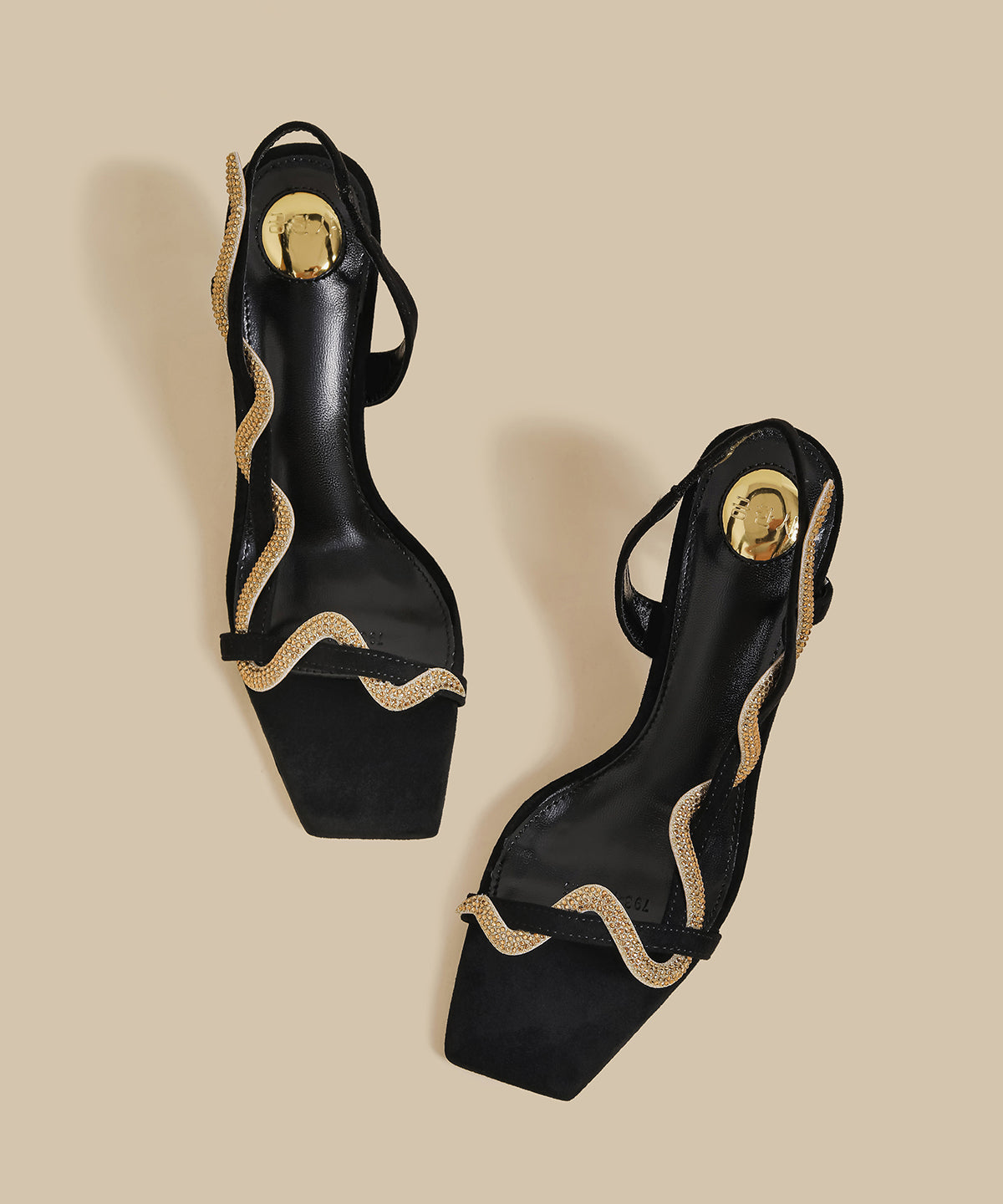 Black Sandals High Heel Suede Fitted Splicing Peep Toe