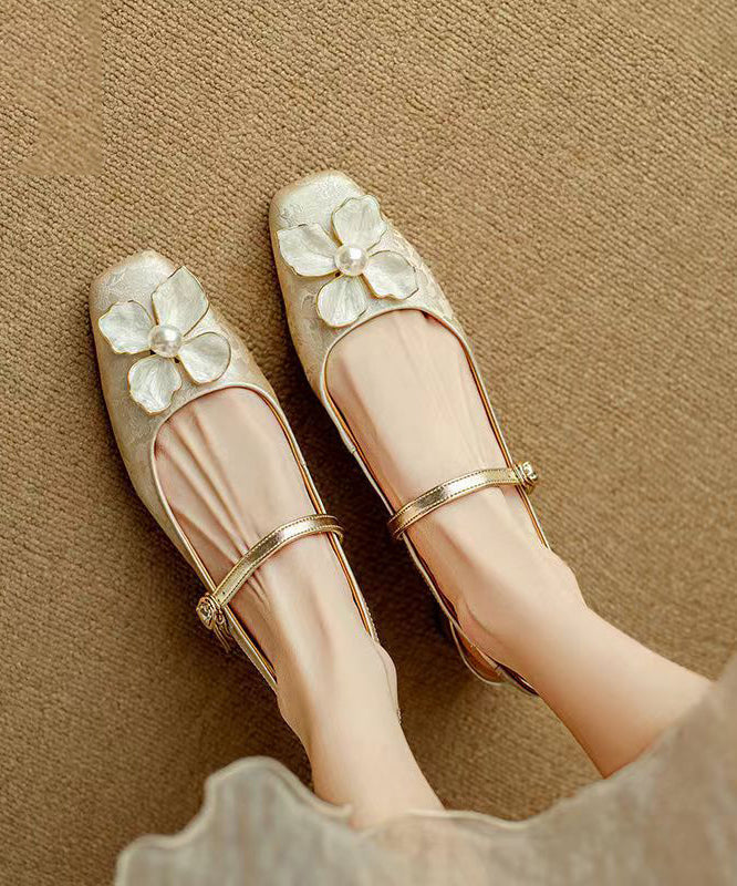 Green Chunky Floral Buckle Strap Splicing Sandals