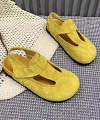 Yellow Flats Suede Comfy Hollow Out Flat Shoes