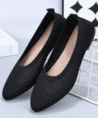 Yellow Breathable Mesh Splicing Flat Feet Shoes Pointed Toe