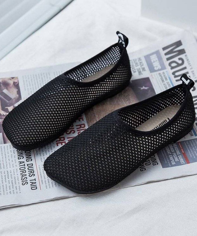 Comfortable Black Flat Shoes Breathable Mesh