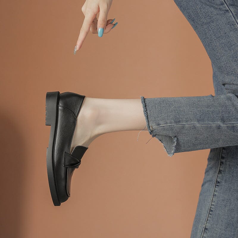 Autumn Soft Solid Leather Casual Flat Loafers