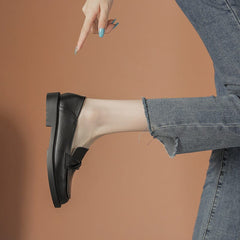 Autumn Soft Solid Leather Casual Flat Loafers