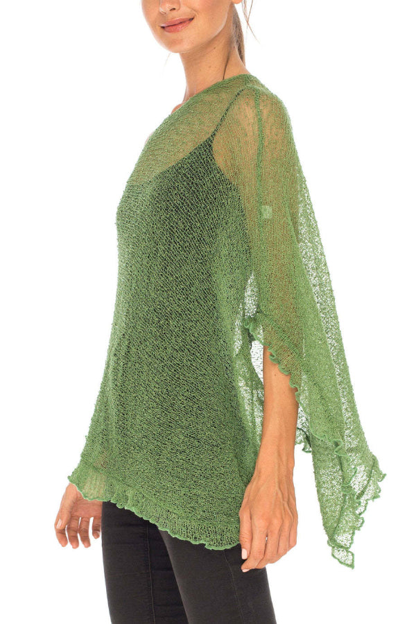 Solid Color Loose-fitting See-through Irregular Casual Cover-up