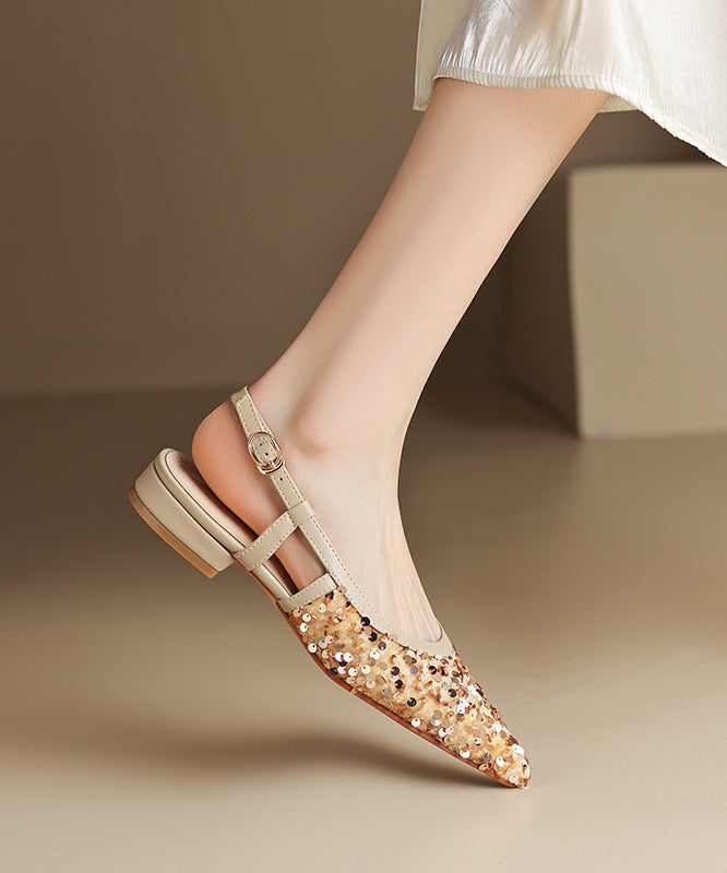 Silver Pointed Toe Hollow Out Sequins Sandals