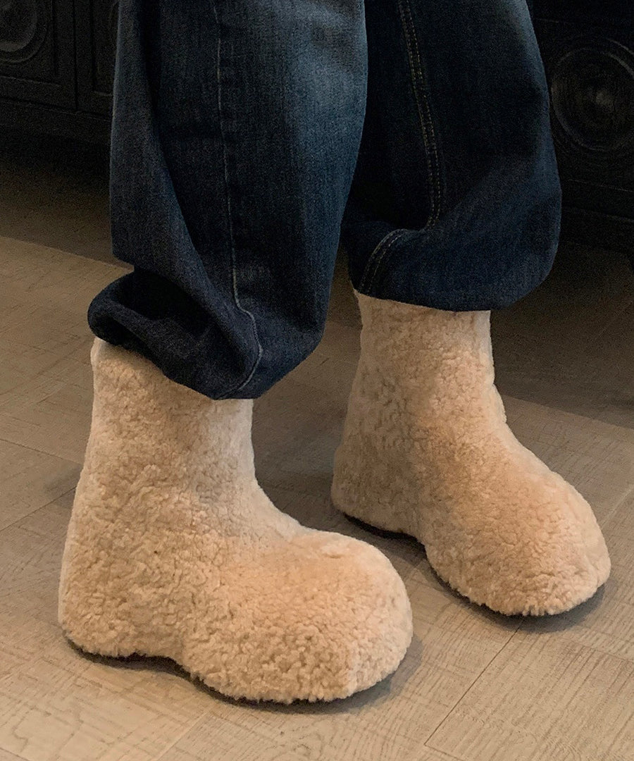 White Fuzzy Fur Fluffy Platform Thick Warm Boots