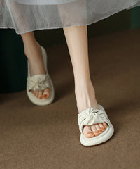 Green Faux Leather Splicing Slide Sandals Peep Toe