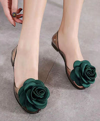 Comfortable Floral Splicing Flat Sandals Blackish Green