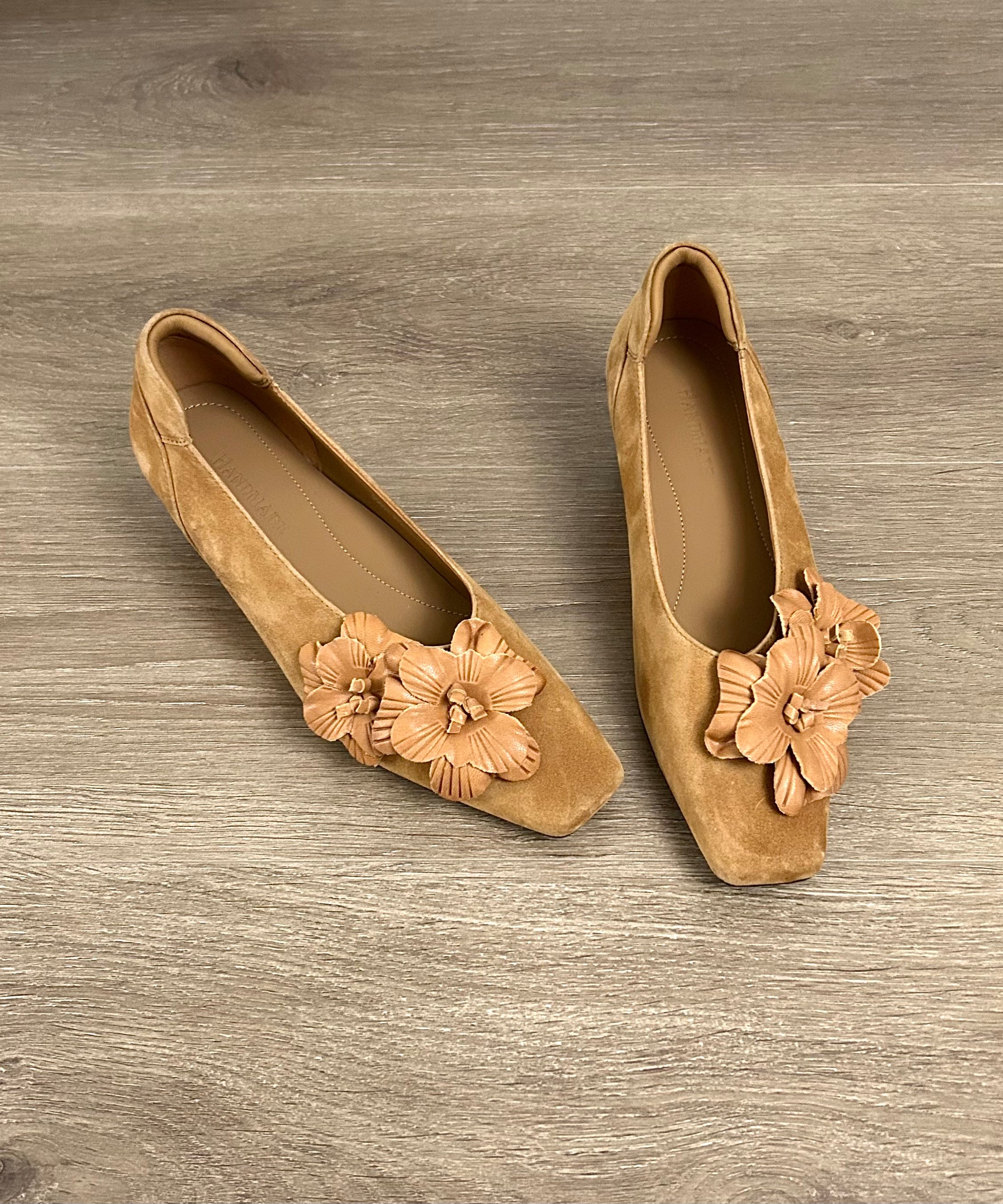 Caramel Wedge Heels Shoes Suede Chic Splicing Floral