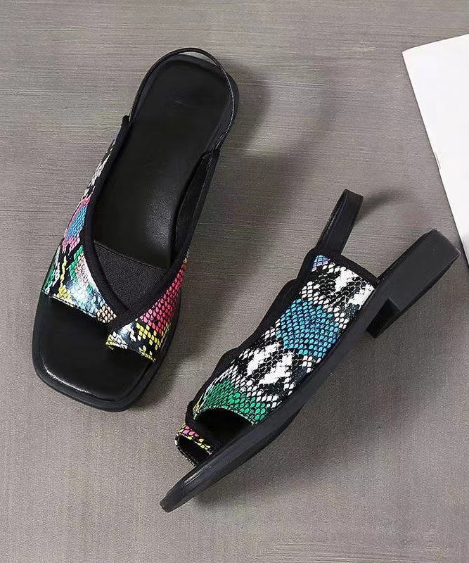 Summer Elastic Back Strap Square Headed Roman Shoes