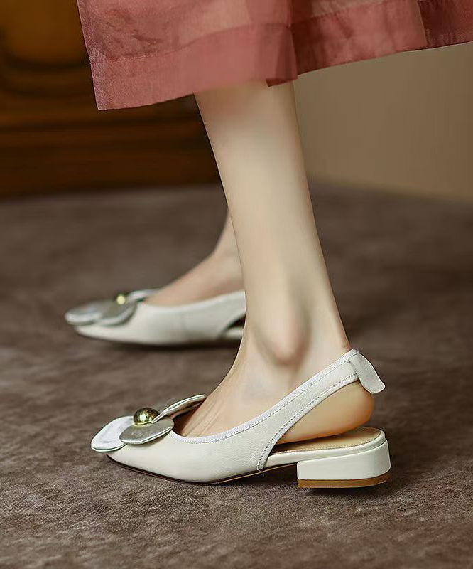 Classy Red Floral Cowhide Leather Soft Splicing Flats