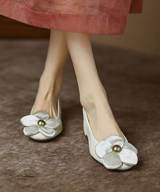 Classy Red Floral Cowhide Leather Soft Splicing Flats