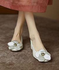 Classy Red Floral Cowhide Leather Soft Splicing Flats