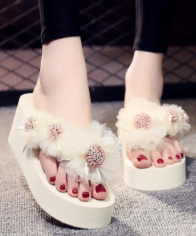Purple Floral Holiday Wedge Slide Sandals For Women