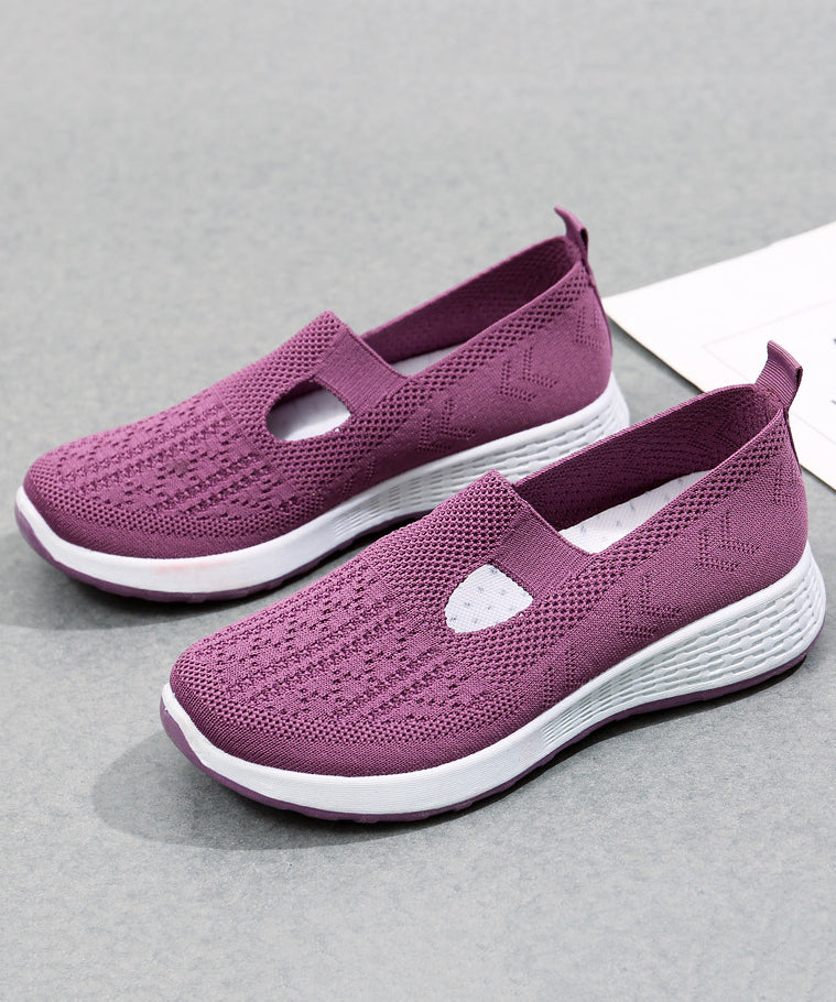 Platform Flat Shoes For Casual Pink Breathable Mesh