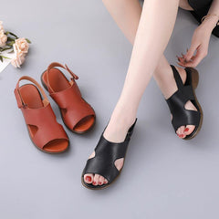 Orange Walking Sandals Genuine Leather Casual  Water Sandals