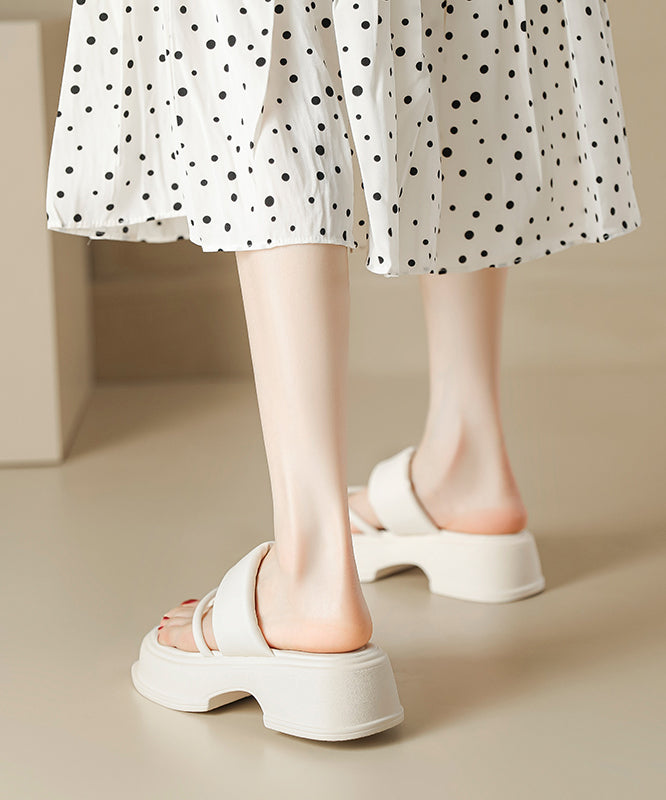 Black Thong Sandals Platform Faux Leather Splicing